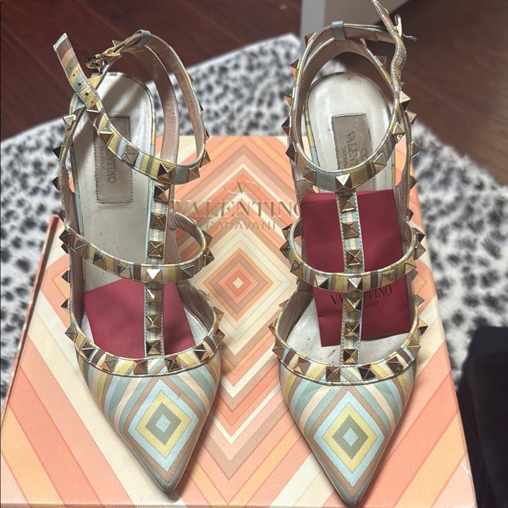 Valentino Women's Geometric Strappy Heels